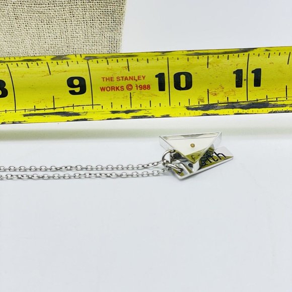 Acrylic Triangle Faith Charm Necklace Silver Tone Mustard Seed Christian Prayer - Picture 6 of 6